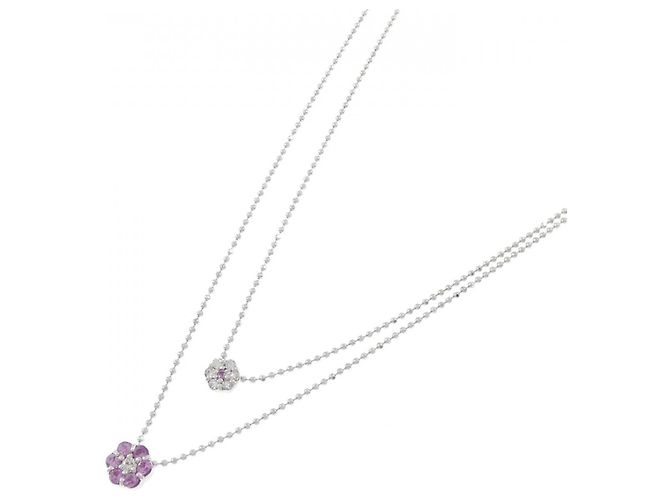 Autre Marque Au750 Saphir-Diamant-Halskette Silber - Ansicht 2
