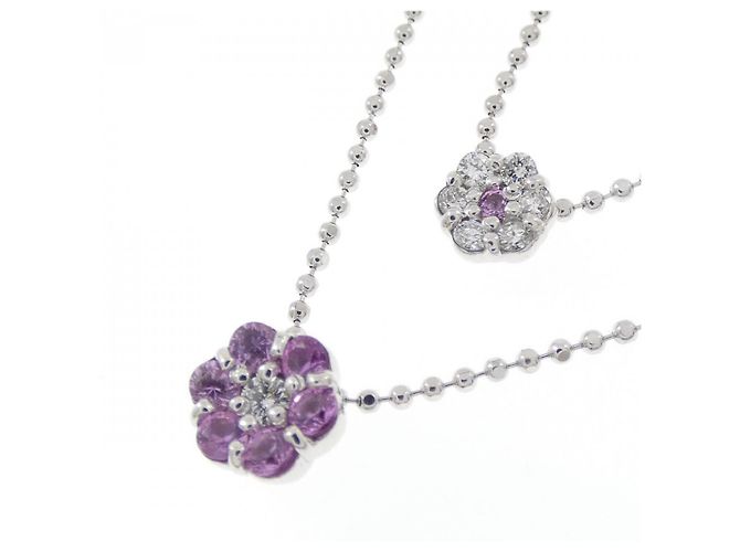 Autre Marque Au750 Saphir-Diamant-Halskette Silber - Ansicht 3