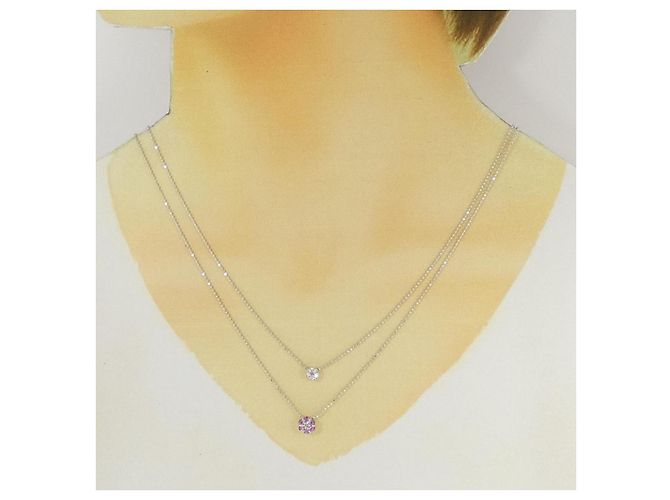 Autre Marque Au750 Saphir-Diamant-Halskette Silber - Ansicht 6