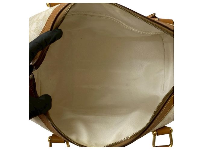 Céline Celine Macadam Trionfo Handtasche aus PVC und Leder Braun Weiß - Ansicht 10