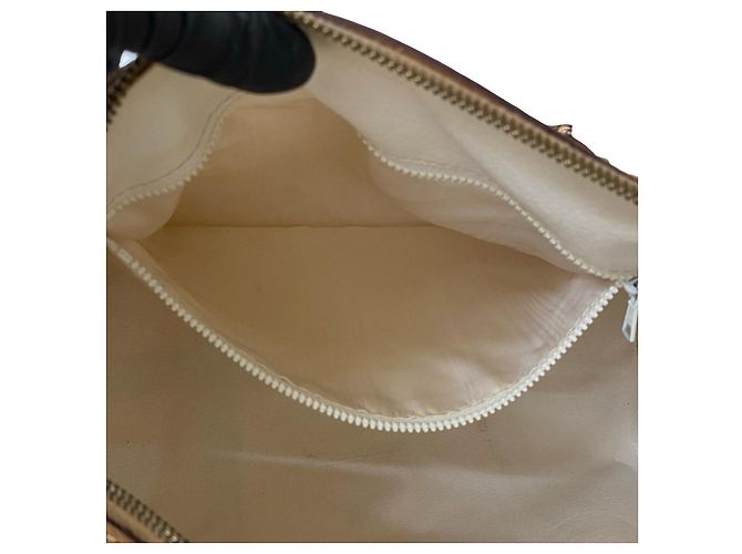 Céline Celine Macadam Trionfo Handtasche aus PVC und Leder Braun Weiß - Ansicht 11