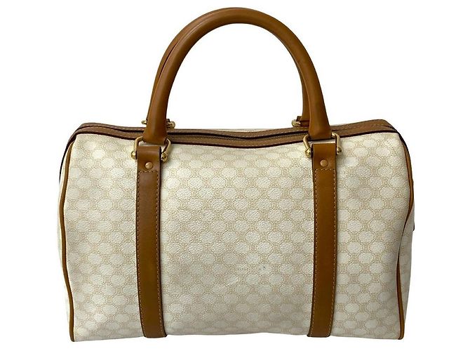 Céline Celine Macadam Trionfo Handtasche aus PVC und Leder Braun Weiß - Ansicht 4