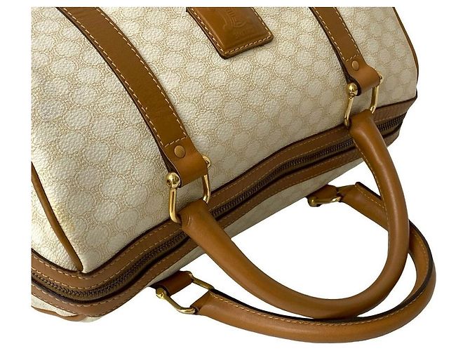 Céline Celine Macadam Trionfo Handtasche aus PVC und Leder Braun Weiß - Ansicht 5