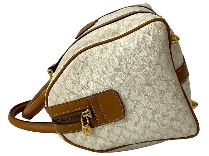 Céline Celine Macadam Trionfo Handtasche aus PVC und Leder Braun Weiß - Ansicht 6