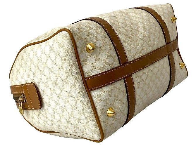 Céline Celine Macadam Trionfo Handtasche aus PVC und Leder Braun Weiß - Ansicht 8