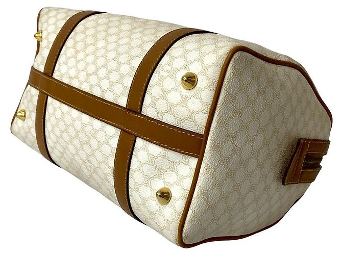 Céline Celine Macadam Trionfo Handtasche aus PVC und Leder Braun Weiß - Ansicht 9