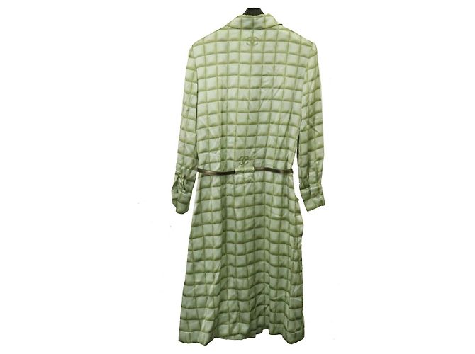 Timeless Vestido de seda 100% Chanel Coco Mark Verde - vista 5