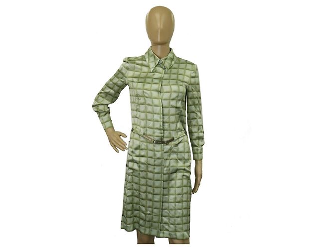 Timeless Vestido de seda 100% Chanel Coco Mark Verde - vista 6