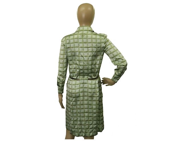 Timeless Vestido de seda 100% Chanel Coco Mark Verde - vista 7