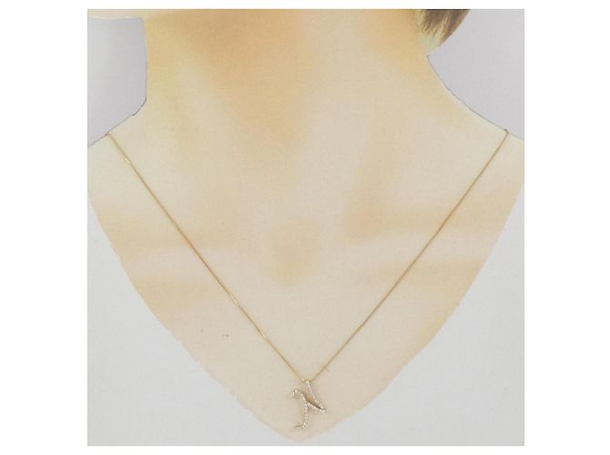 Autre Marque Au750 Diamant Anhänger Initial N Halskette Pink - Ansicht 6