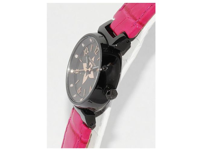 Louis Vuitton Tambour Edelstahl Uhr Schwarz - Ansicht 4