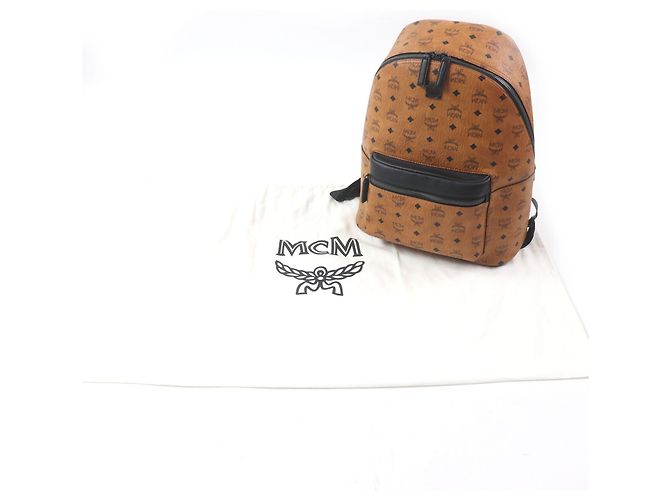 MCM Stark Backpack in Visetos Canvas Leather Backpack Cognac Bronze - view 2