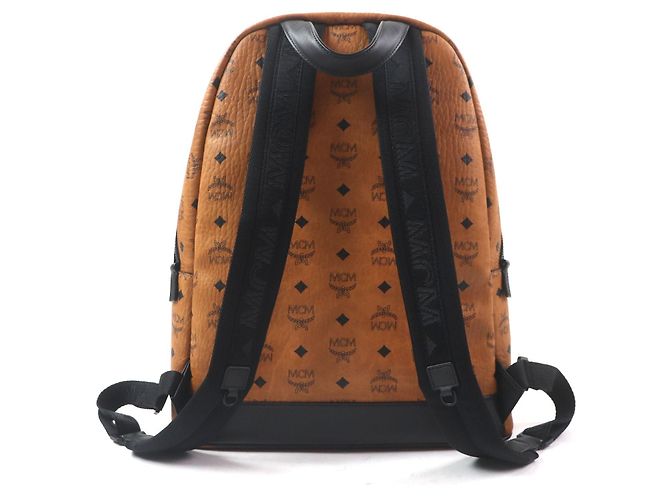 MCM Stark Backpack in Visetos Canvas Leather Backpack Cognac Bronze - view 4