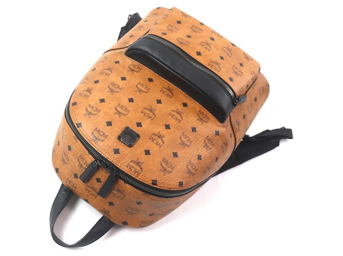 MCM Stark Backpack in Visetos Canvas Leather Backpack Cognac Bronze - view 7