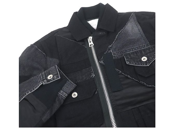 Blusón Sacai Mezcla Sólida de Algodón Nylon Poliéster Negro - vista 2