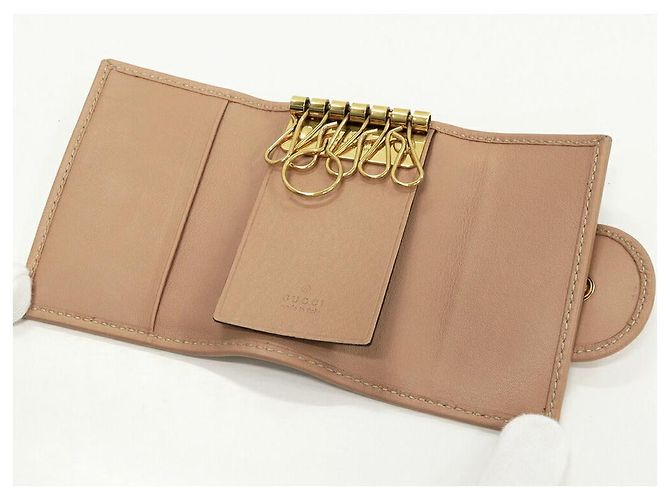Gucci GG Studs Canvas Calf 6 Key Case Pink Beige - view 3