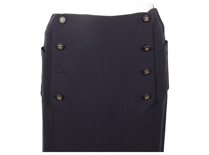 Falda de lana Chanel Coco Mark Azul Azul marino - vista 2
