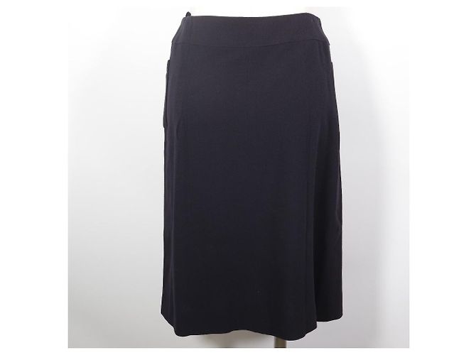 Falda de lana Chanel Coco Mark Azul Azul marino - vista 3