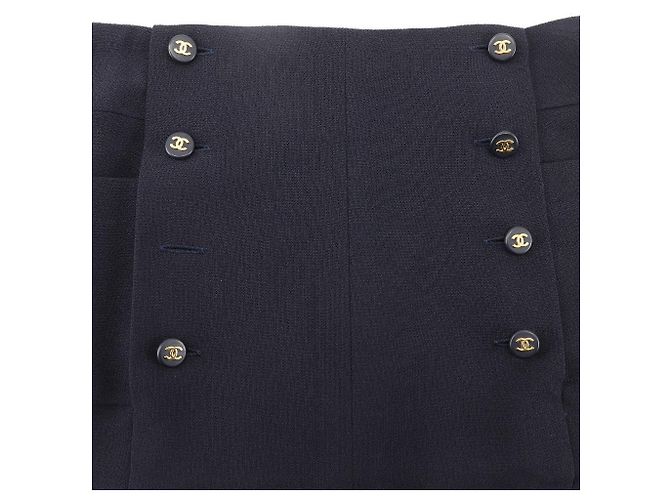 Falda de lana Chanel Coco Mark Azul Azul marino - vista 6