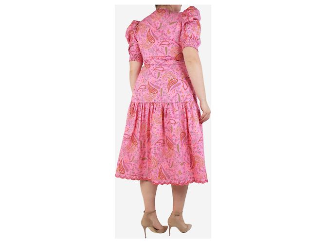 Isabel Marant Robe midi froncée à fleurs violettes - taille UK 14 - vue 2