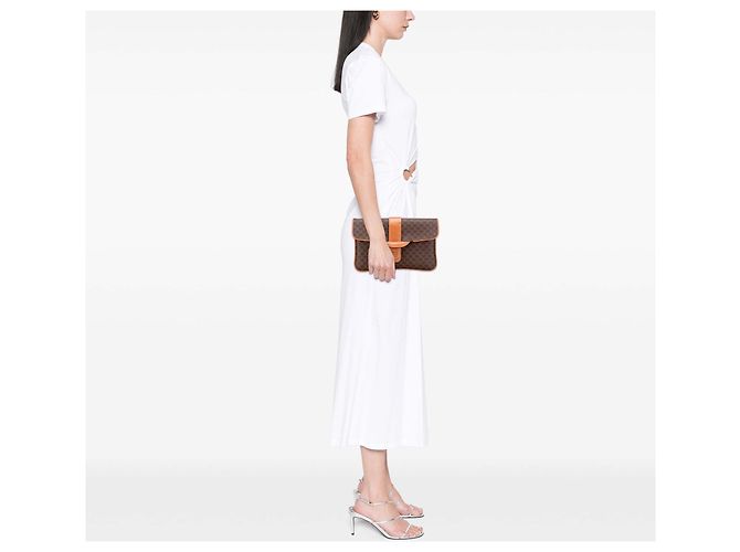 Céline Clutch de lona recubierta Macadam marrón Celine Castaño - vista 11
