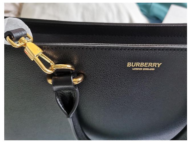 Borsa Burberry GM in pelle nera e tela check Marrone Nero - vista 15