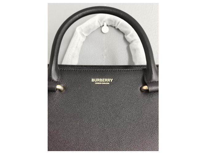 Borsa Burberry GM in pelle nera e tela check Marrone Nero - vista 17