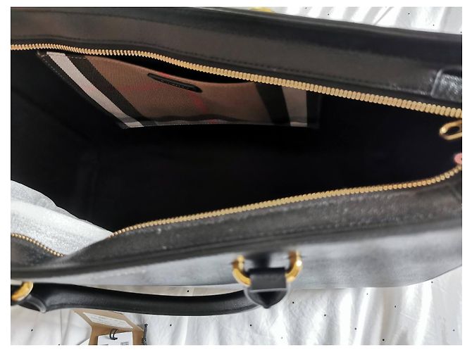 Borsa Burberry GM in pelle nera e tela check Marrone Nero - vista 6