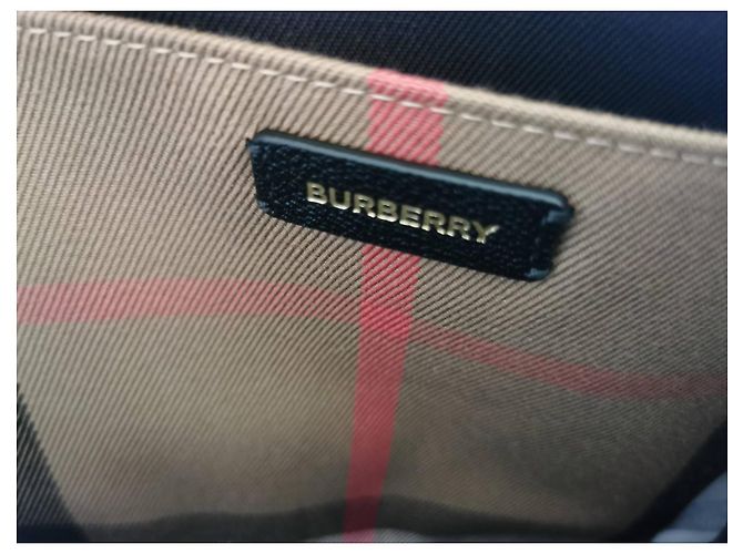 Borsa Burberry GM in pelle nera e tela check Marrone Nero - vista 8