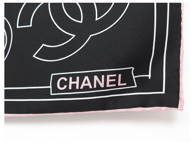 NEUER CHANEL CC LOGO SCHAL HUT TASCHEN QUADRAT 90 SEIDE SCHWARZ - Ansicht 6