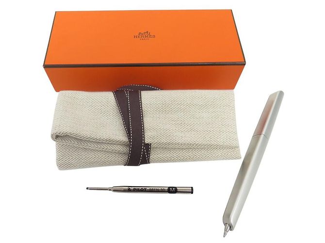 Hermès NUOVO PENNA A SFERA HERMES NAUTILUS ACCIAIO SPAZZOLATO NEWSON Argento - vista 12