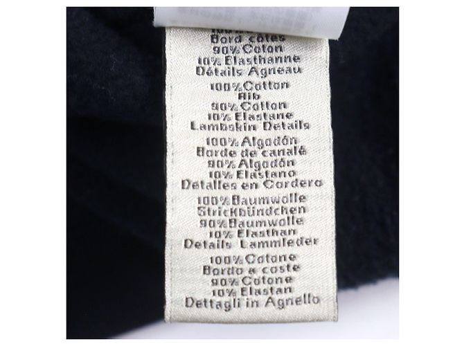 Hermès Pullover aus Baumwolle, Schafsleder und Leder Hermes Chevaux en Symmetrie Blau Marineblau - Ansicht 8