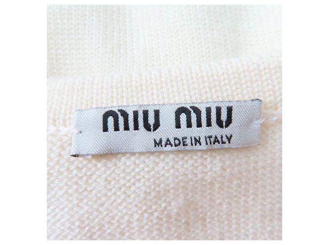 Miu Miu Cárdigan de punto de lana virgen y algodón MIUMIU Beige Crudo - vista 5