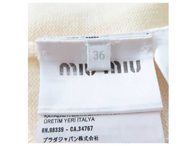 Miu Miu Cárdigan de punto de lana virgen y algodón MIUMIU Beige Crudo - vista 6
