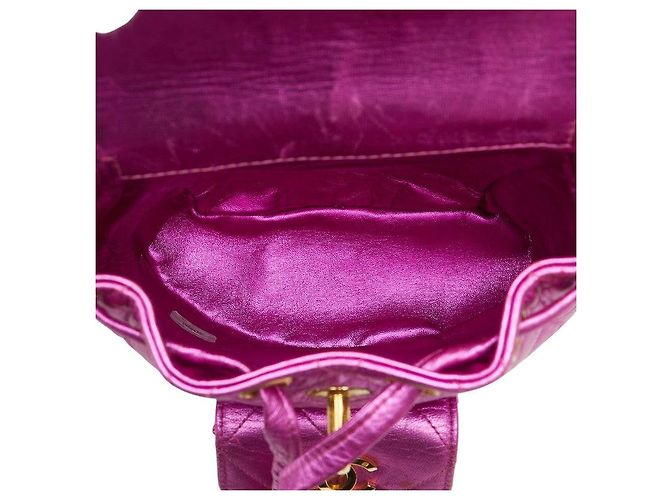 Timeless Chanel Coco Mark Matelassé Lammfell Rucksack Silber Pink - Ansicht 10