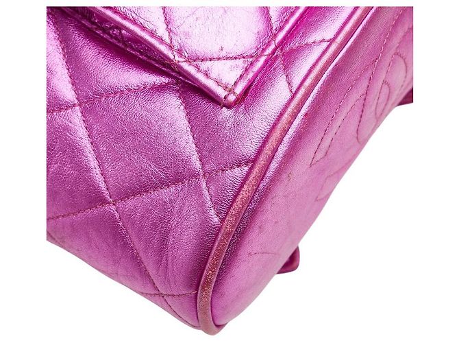 Timeless Chanel Coco Mark Matelassé Lammfell Rucksack Silber Pink - Ansicht 4