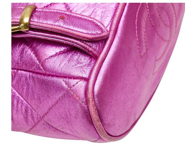 Timeless Chanel Coco Mark Matelassé Lammfell Rucksack Silber Pink - Ansicht 6