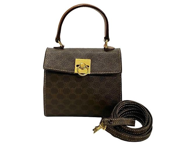 Céline Celine Macadam Blason Leather PVC 2way Bag Brown - view 2