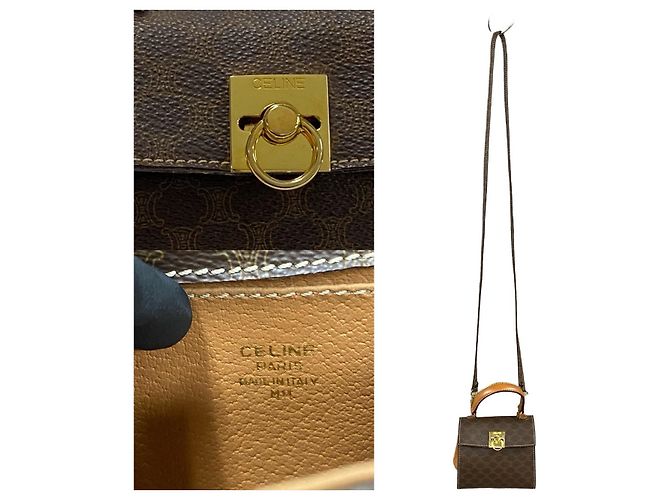Céline Celine Macadam Blason Leather PVC 2way Bag Brown - view 4