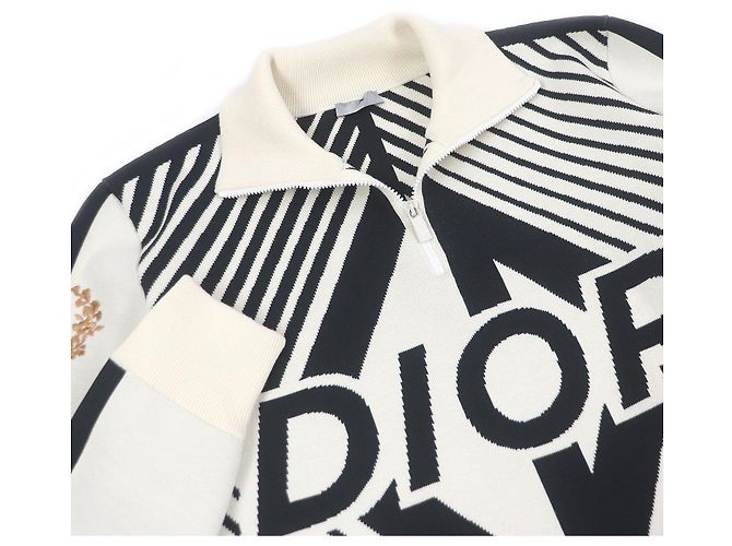 Dior Hohe Farbe CD Diamant Wolle Strick Beige Roh - Ansicht 2