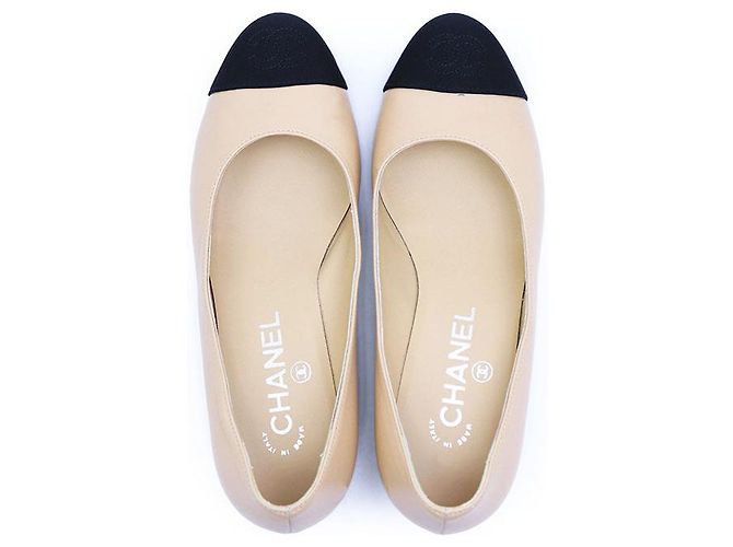 Ballerine in pelle Chanel Nero Beige - vista 7