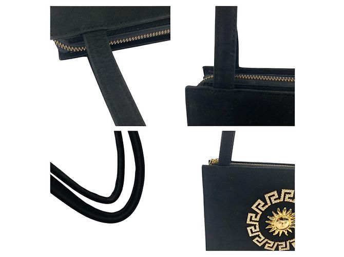 Borsa 2 in 1 in suede Sunburst di Versace Nero - vista 5