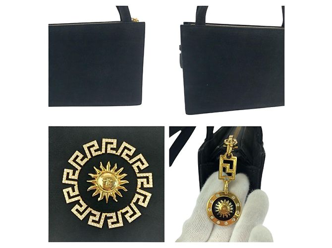 Borsa 2 in 1 in suede Sunburst di Versace Nero - vista 6