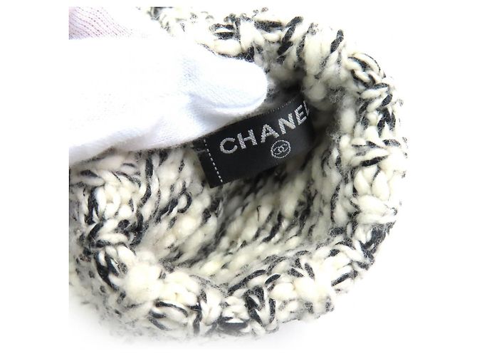 Woll- und Kaschmirhandschuhe COCO Mark mit Strass Chanel P39194 Schwarz Weiß - Ansicht 4