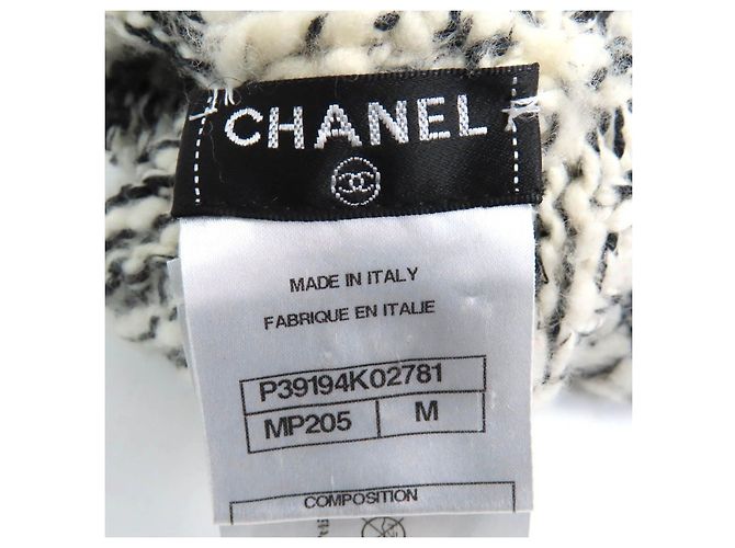 Woll- und Kaschmirhandschuhe COCO Mark mit Strass Chanel P39194 Schwarz Weiß - Ansicht 7