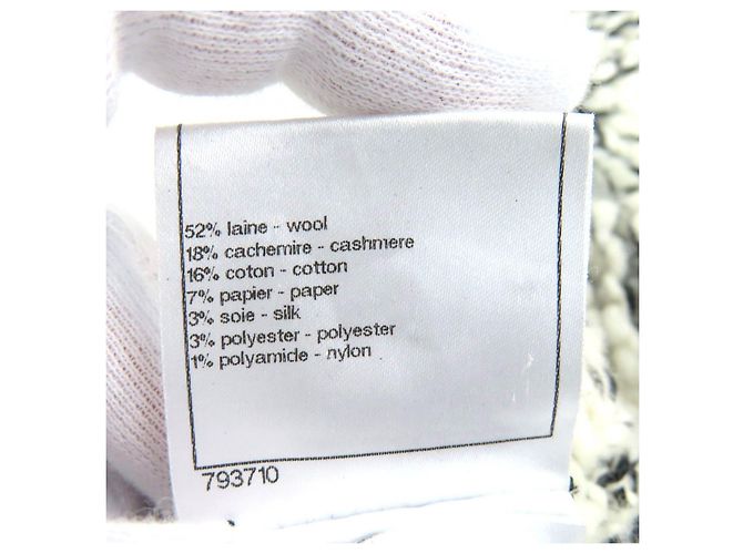 Woll- und Kaschmirhandschuhe COCO Mark mit Strass Chanel P39194 Schwarz Weiß - Ansicht 8