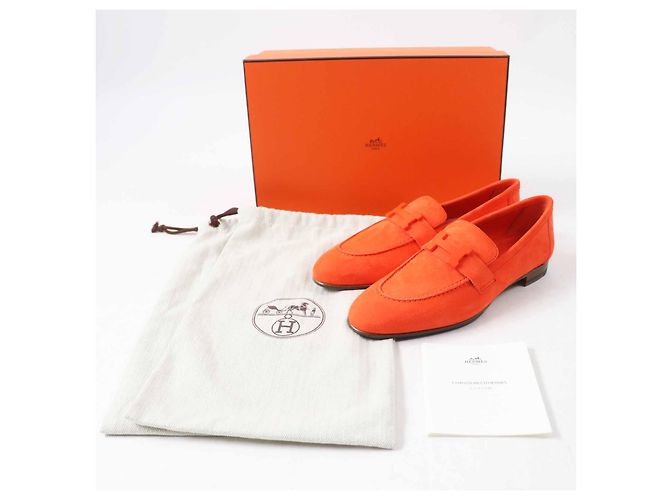 Hermès Mocassini Hermes Constance Chevre Veroa Arancione - vista 2