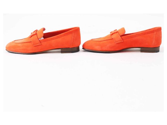 Hermès Mocassini Hermes Constance Chevre Veroa Arancione - vista 4