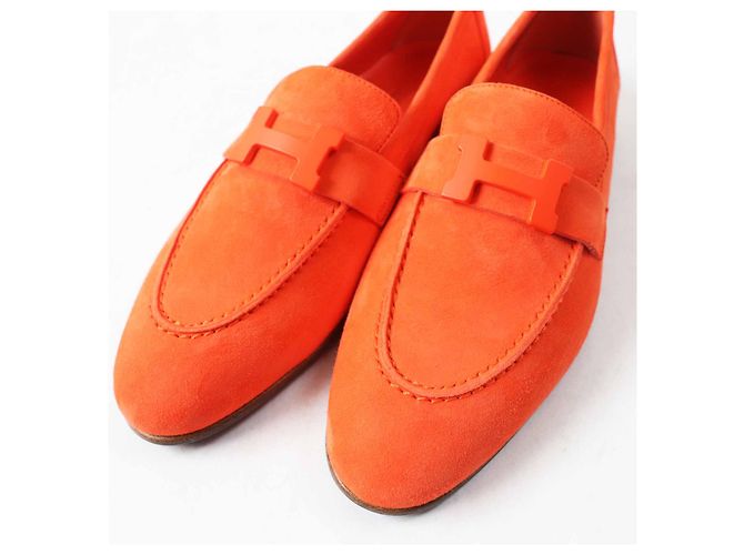 Hermès Mocassini Hermes Constance Chevre Veroa Arancione - vista 6