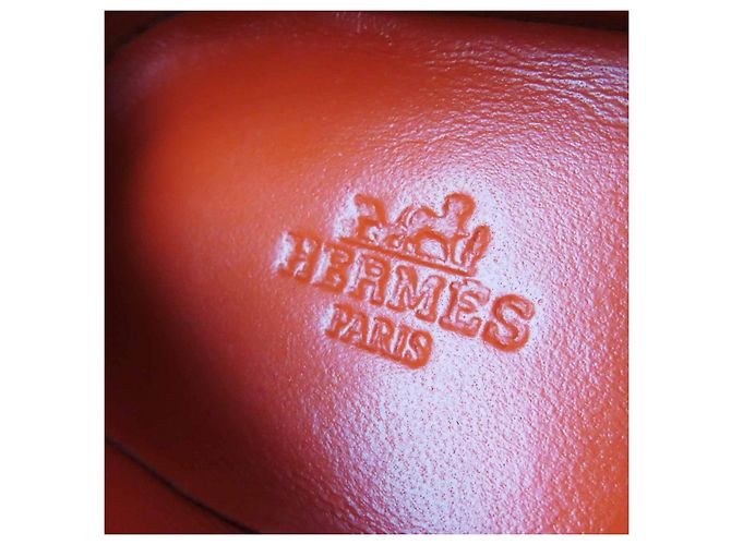 Hermès Mocassini Hermes Constance Chevre Veroa Arancione - vista 7
